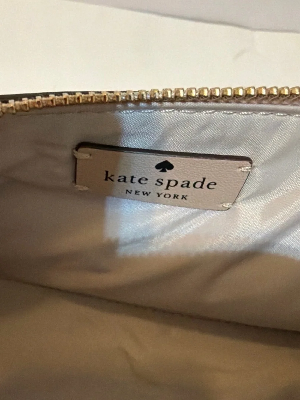 kate spade Glitter Zip Cosmetic Pouch in Gold Travel essential
